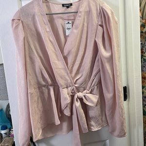 Express Pink Wrap Blouse